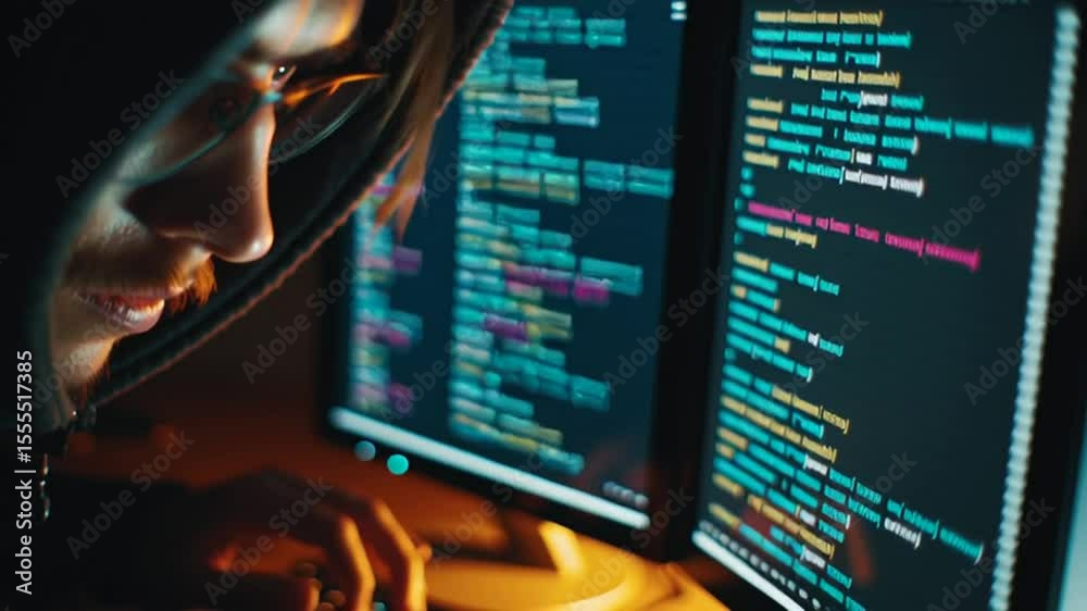 Poster coding session at night shows intense focus on programming tasks generative ai