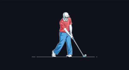 A Golfer Demonstrates Proper Swing Technique During an Outdoor Sports Competition on a Sunny Day