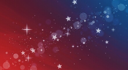 Abstract Patriotic Starry Sky with Glitter and Light Effects