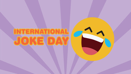 International Joke Day greeting illustration with laughing emoticon. 