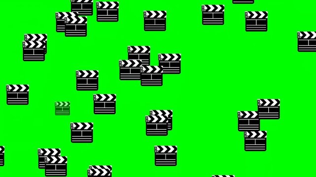 Clapperboard movie animation, Pop up on Green Screen 4K