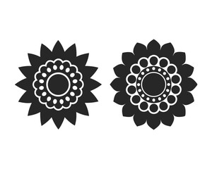 Sunflower icon vector silhouette illustration isolated on white background