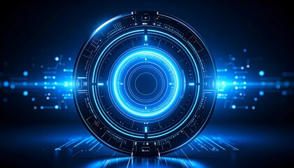 Futuristic, glowing circle interface