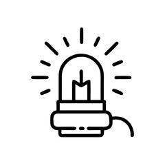 Obraz premium Glowing light bulb with electric cable. Idea and innovation concept. Outline style vector icon for web design, app, presentation