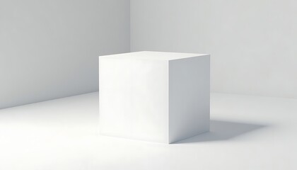 White Cube in Empty Room Minimalist Design