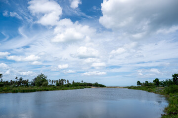 Coastal Lagoon Landscape with Expansive Sky