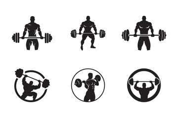 Bodybuilding and Weightlifting Icon Set – Gym Fitness Vector