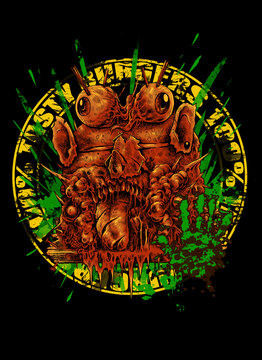 Burger face digital illustration