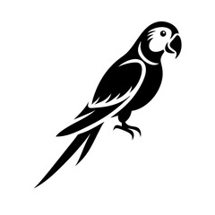 parrot side view vector icon in black and white