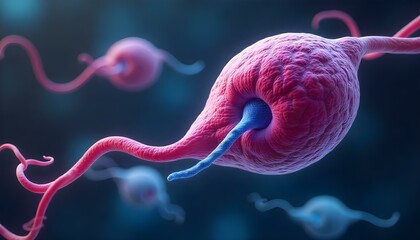 Microscopic view of human spermatozoa