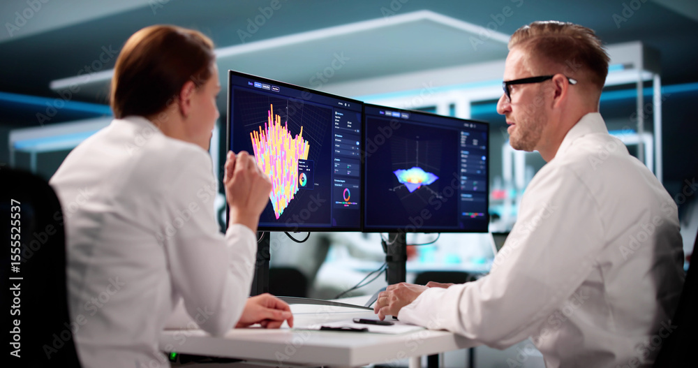 Poster Team Of Analysts Using 3D Software For Research