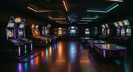 Modern arcade room with games