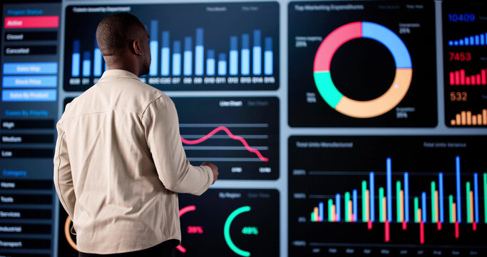 Businessman Analyzing Big Data On Artificial Intelligence Dashboard Software