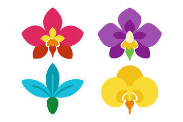 set of Orchid vector silhouette illustration isolated on white background
