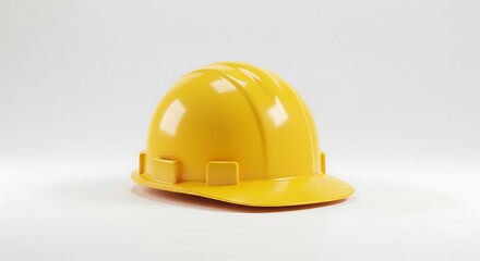 Bright Yellow Hard Hat Safety Helmet on White Background