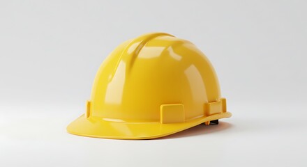 Bright Yellow Hard Hat on White Background