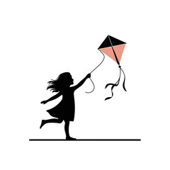  A happy kid flying a kite