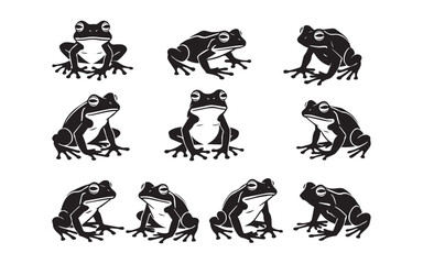 Fototapeta premium collection of vector illustrations of frog silhouettes in various poses
