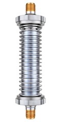 Metallic Cylinder with Ribbed Texture and Gold Connectors