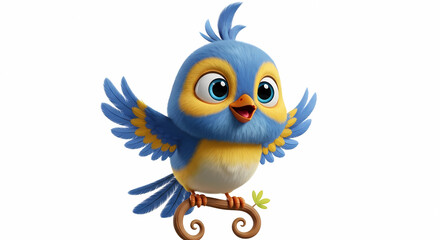 Naklejka premium funny blue bird flying