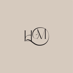 dinamyc curvy initial concept monogram wedding logo letter elegant and luxury style HM
