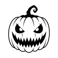 Pumpkin line art with scary face, spooky Halloween jack-o-lantern design