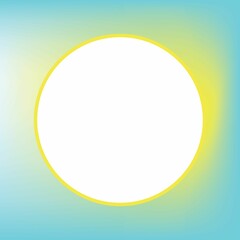 Image of white circle on blue to yellow background with copy space