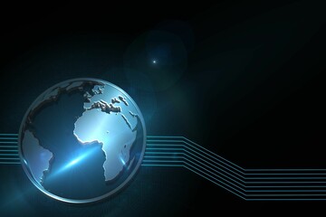 Shiny globe on black background