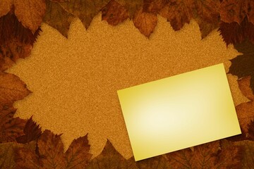 Naklejka premium Autumn leaves with yellow note