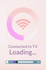 Composite image of loading text with wi-fi icon