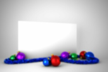 Blurry poster with christmas baubles