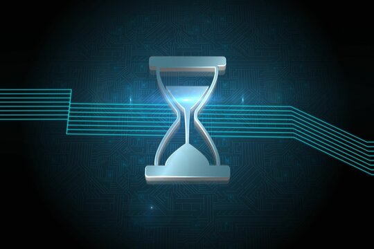 Shiny hourglass on black background