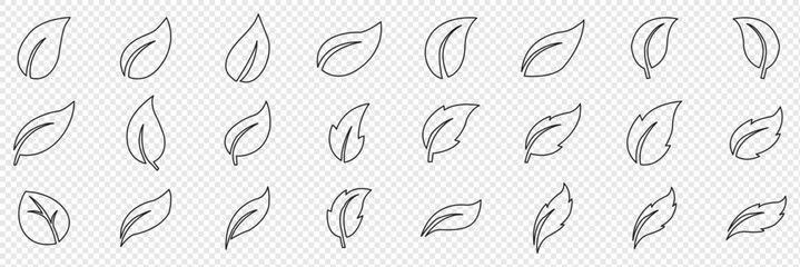 Isolated abstract leaves icons set on white background.