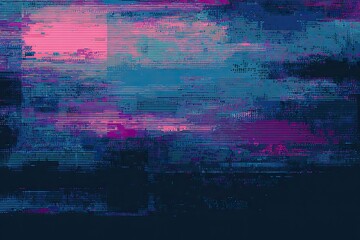 Abstract digital glitch art, vibrant color distortions