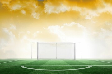 Fototapeta premium Football pitch under yellow sky