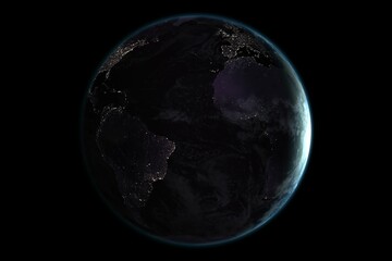 Planet earth with Pacific Ocean