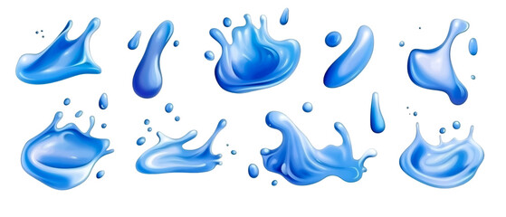 Fototapeta premium Illustrative water splashes of clear blue liquid on a dark backdrop creating dynamic movement and a sense of refreshment, ideal for graphic design, transparent background