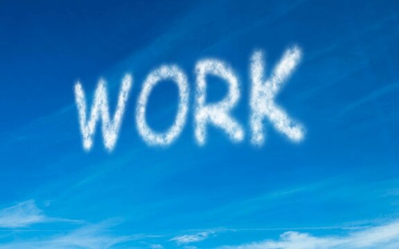 Work written in white in sky