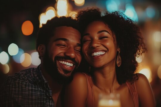 Romantic couple having fun on a date, sharing laughter and love during a memorable outing together, Generative AI