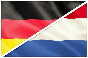 Close-up of German and Netherlands flags