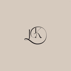 dinamyc curvy initial concept monogram wedding logo letter elegant and luxury style JK