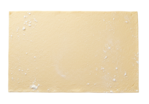 Isolated Rectangular Sheet of Raw Dough with Flour