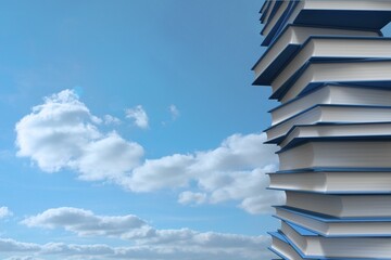 Pile of books against sky © vectorfusionart