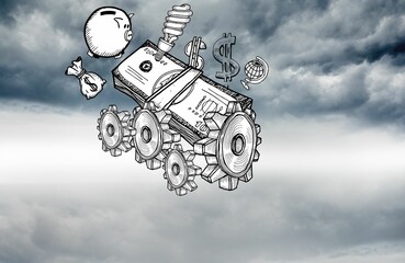 Illustration of gears and money