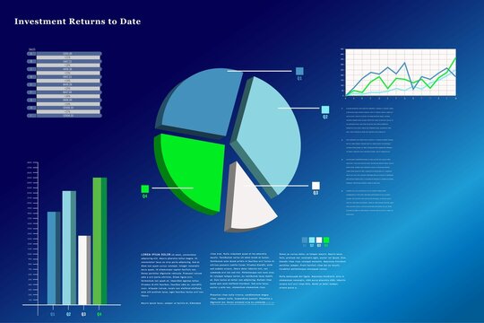 Business interface with graphs and data