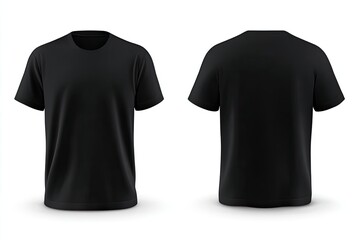 Blank black t-shirt mockup, front and back views