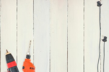 DIY tools on wooden background