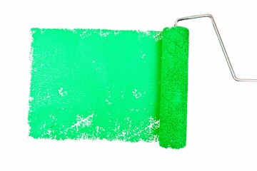Green painting with roller