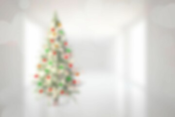 Blurry christmas tree in room