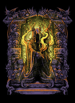 Ritual of witch digital illustration